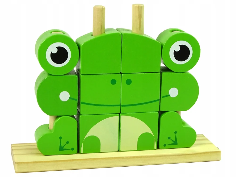 Kreatywne Klocki Drewniane Przestrzenne Układanka Żabka 3D
