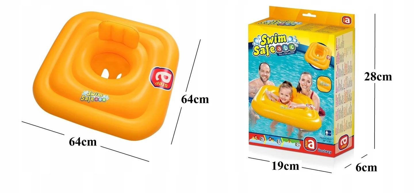 Siedzisko Kółko Do Pływania Dla Najmłodszych Kwadrat Swim Safe Step A 76cm