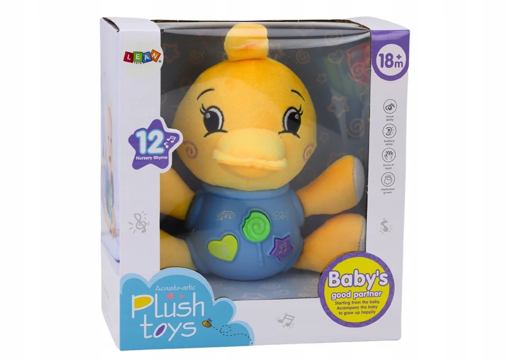 Pluszowa Kaczka Interaktywny Pluszak Żółty Grający 19 cm