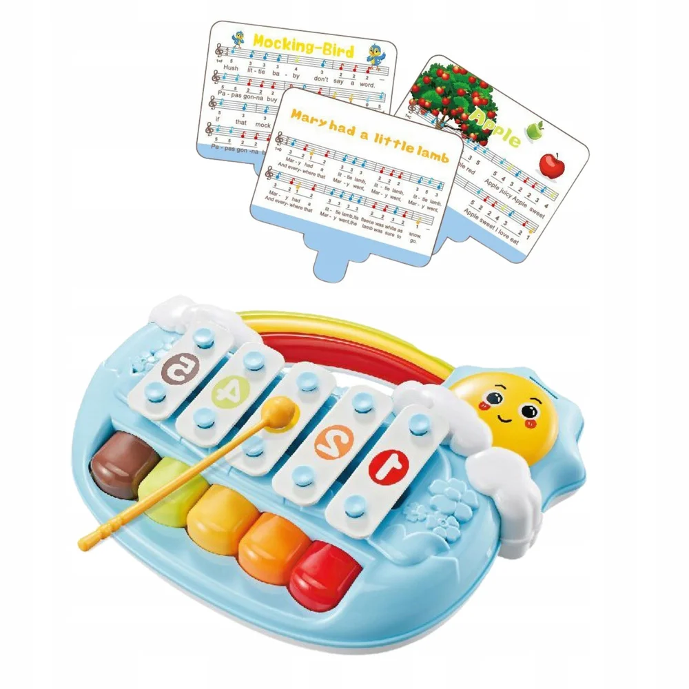 Pianinko Pięciotonowe Edukacyjne Dla Malucha Słoneczko Niebieskie