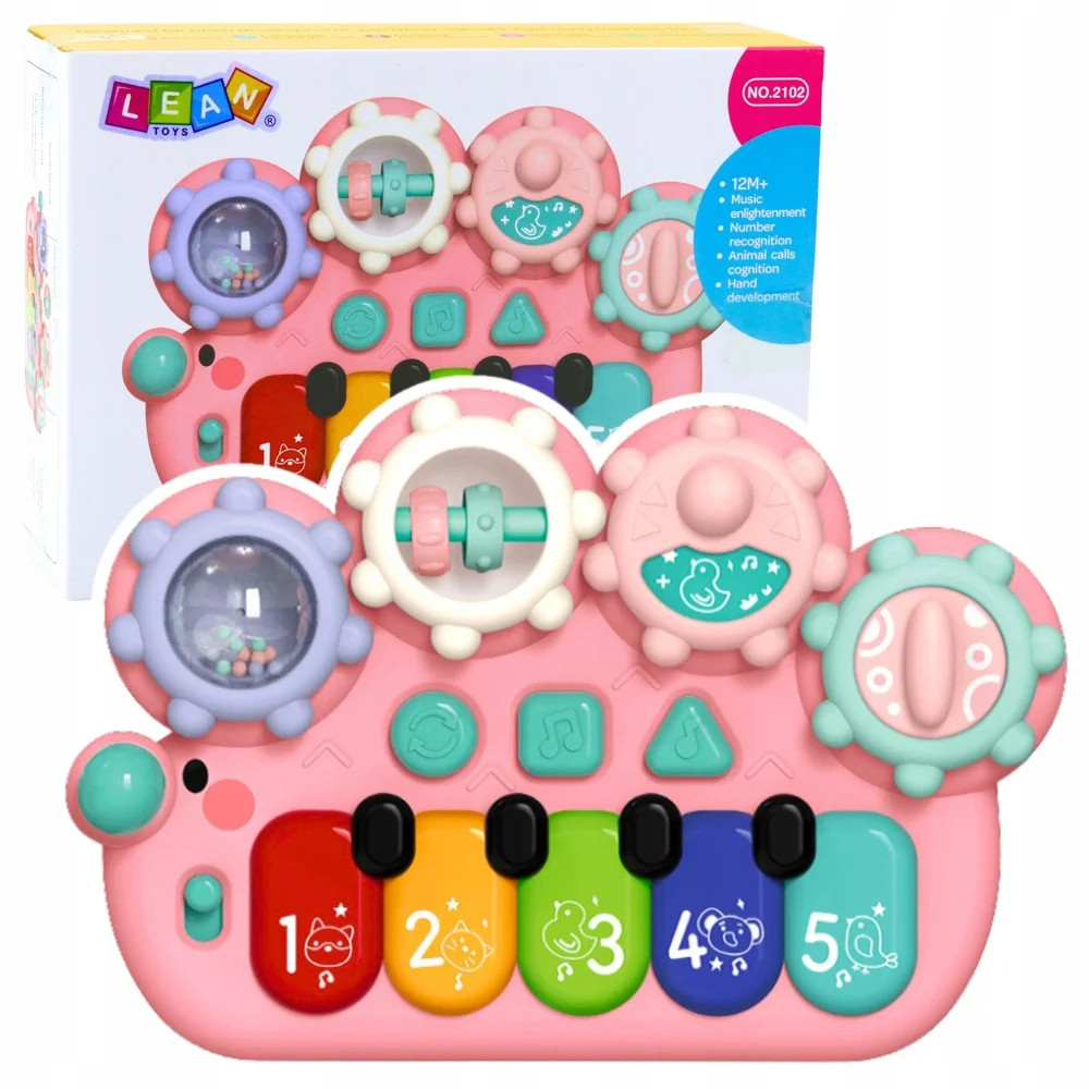 Pianinko Interaktywne Dla Dzieci Koła Zębate Różowe