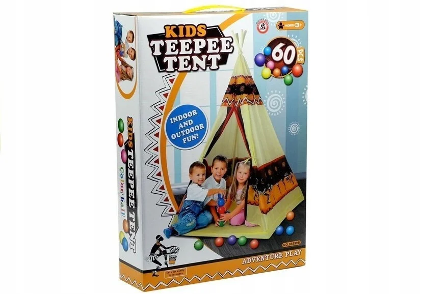 Namiot Tipi Indiański Dom Zabaw + 60 Piłek 155 cm