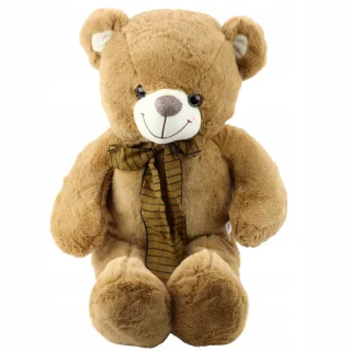 Pluszowa Maskotka Przytulanka Miś z Brązową Kokardą w Paski 60cm