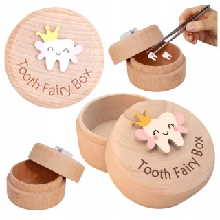 Drewniane Pudełko Na Zęby Mleczne Dla Dzieci Z Grawerem Tooth Fairy Box