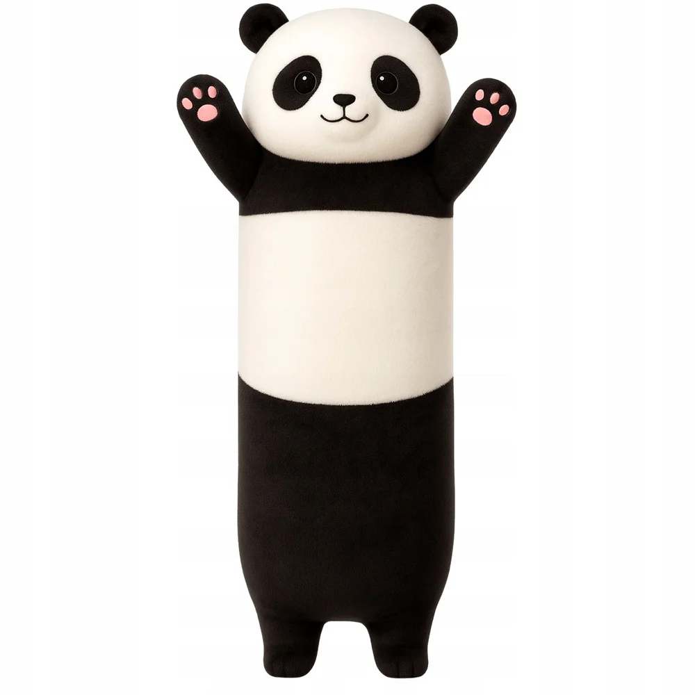 Pluszowa Maskotka Panda Poduszka Podłużna Wałek Biało Czarna 70cm