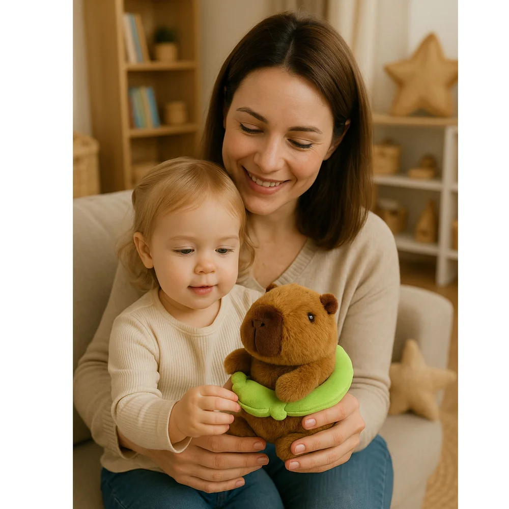 Pluszowa Kapibara Zielone Koło Ratunkowe Z Żabą Brązowa 20cm