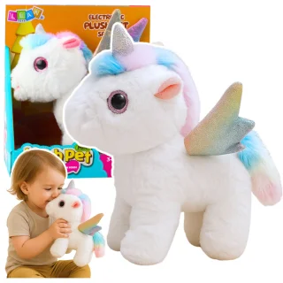 Jednorożec Pluszowy Interaktywny Porusza Się Dźwięki Biały 21 cm