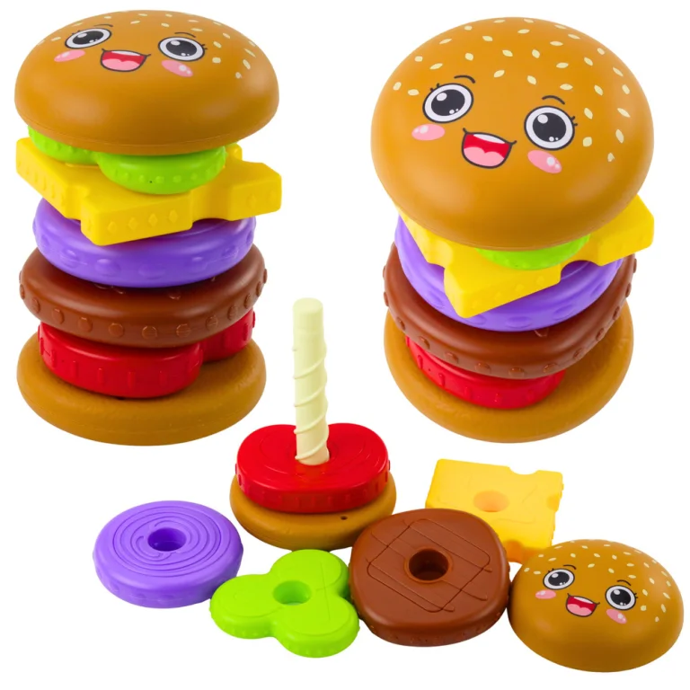Układanka Piramida Hamburger Dla Dzieci Kolorowy 7 el.