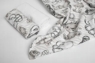 Pieluszka Pielucha flanelowa Pakiet 3 sztuki 1xbiała 2x wzór słonik