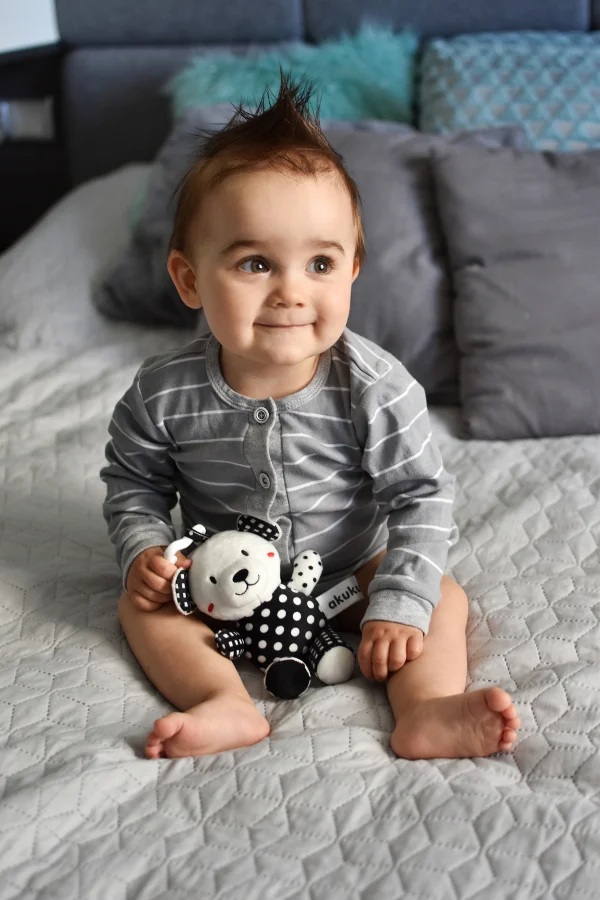 AKUKU A0470 Pluszowa zawieszka Miś czarno-biały