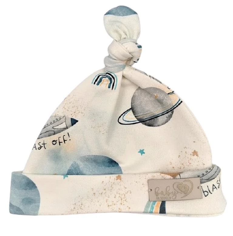 BABY 01087 Czapka niemowlęca smerfetka Kosmos ecru 3-6m*