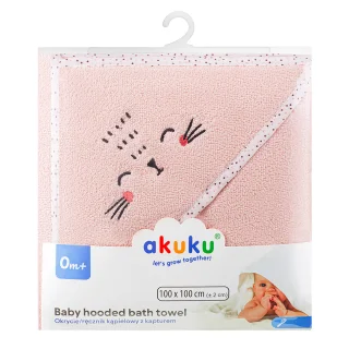 AKUKU A0664 Ręcznik kąpielowy frotte z kapturkiem róż