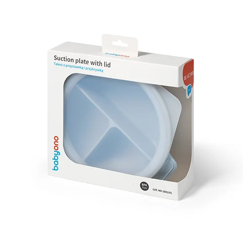 B.O.1661/01 Silikonowy talerz z przyssawką i przykrywką niebieski